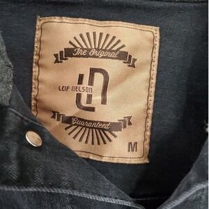 Leif Nelson Men's Hooded Sweat Jean Jacket Size M Black Cotton Antrasit Comfy